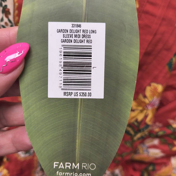 FARM Rio Beautiful LG Red Floral Long Sleeve Dress - Picture 4 of 4